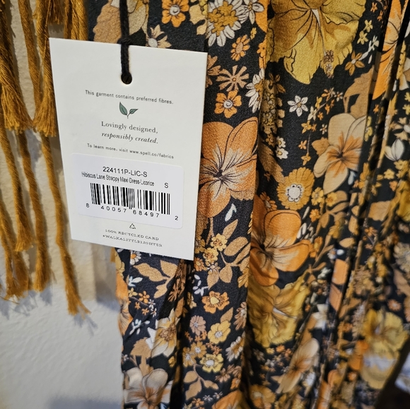 Spell & The Gypsy Hibiscus LaneStrappy Maxi Dress in Licorice SMALL NWT - Picture 4 of 5